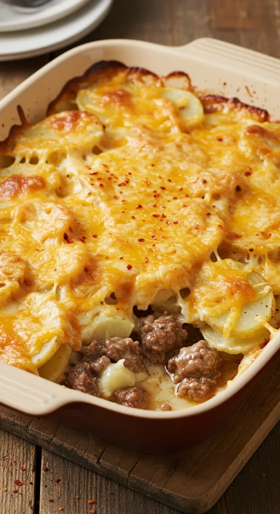 Classic Cheesy Beef and Potato Casserole
