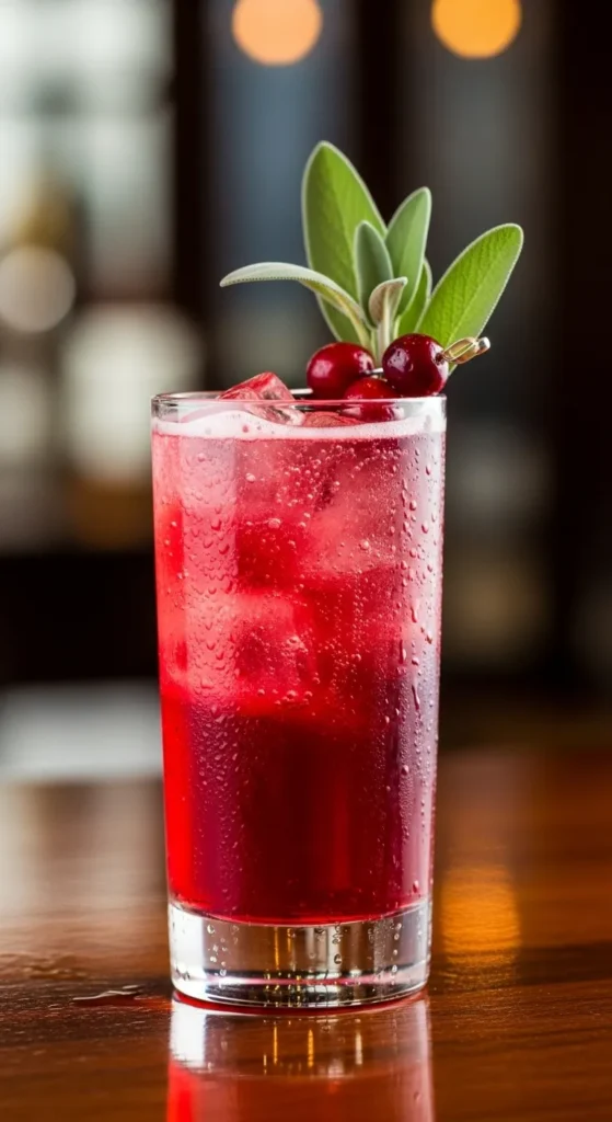 Cranberry Gin & Tonic with Sage