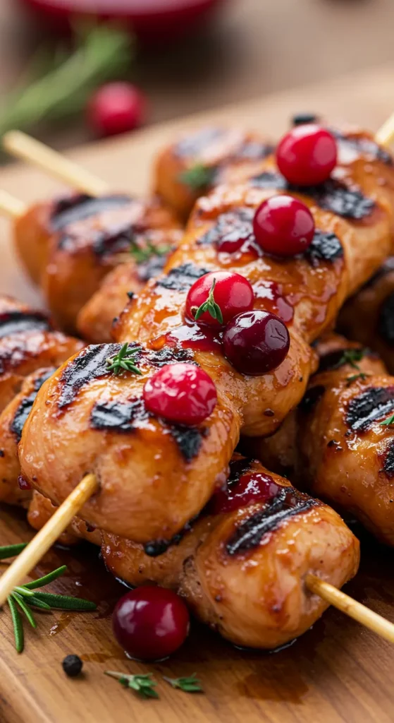 Cranberry Glazed Chicken Skewers