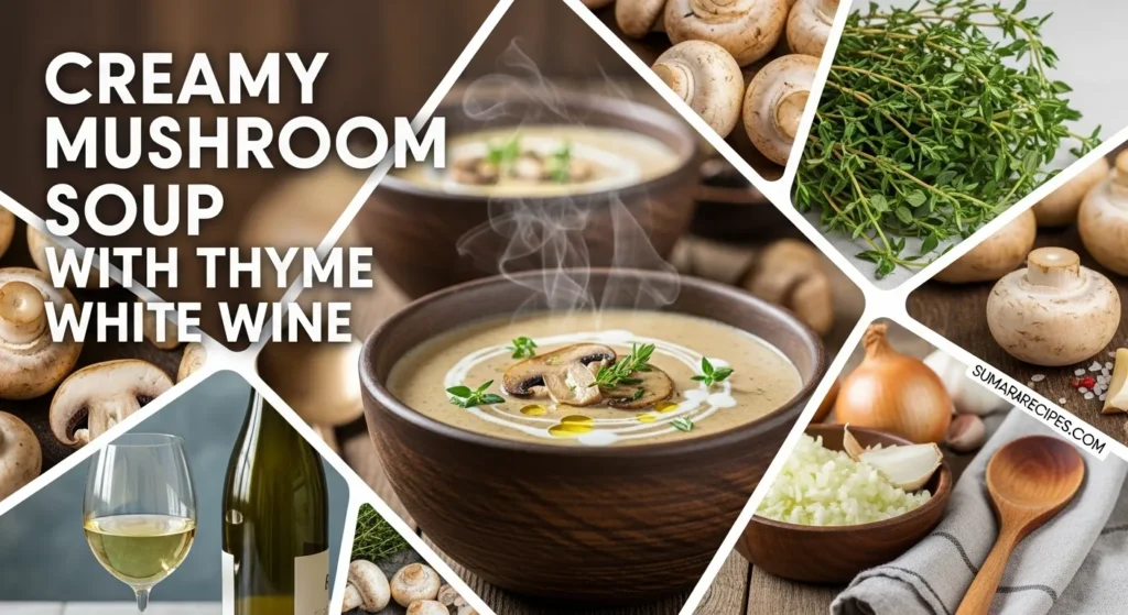 Creamy Mushroom Soup with Thyme and White Wine