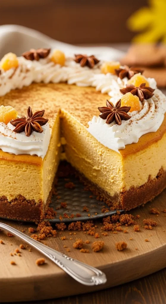 Creamy Pumpkin Cheesecake with a Gingersnap Crust