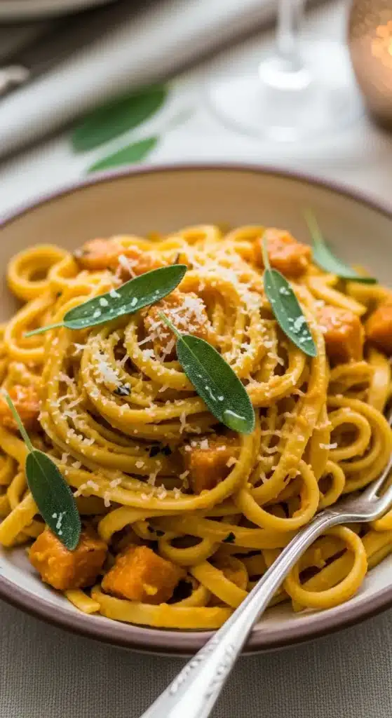 Creamy Pumpkin Sage Fettuccine
