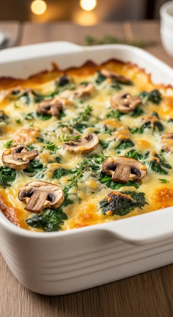 Creamy Spinach and Mushroom Casserole