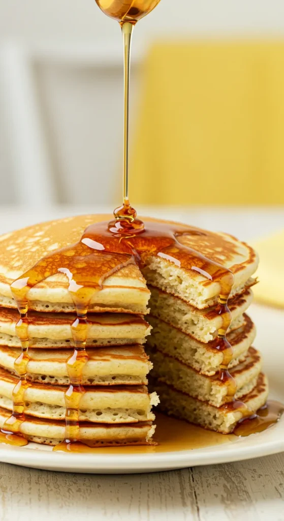 Fluffy Buttermilk Pancakes with Maple Syrup