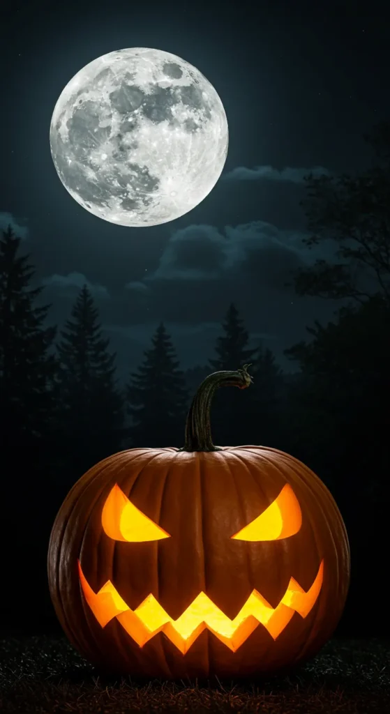Full Moon Pumpkin Halloween iPhone Wallpaper