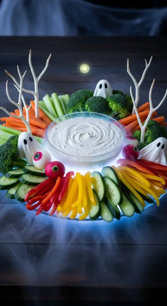 Ghostly Veggie Dip Platter