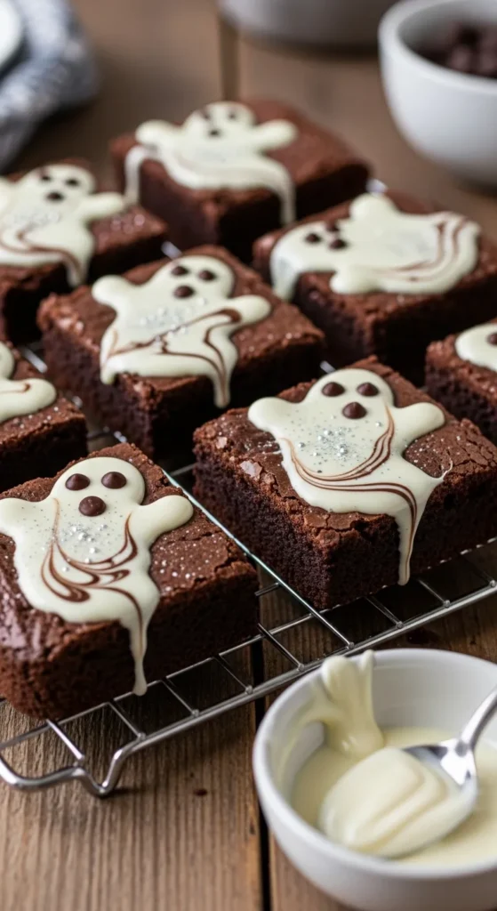 Ghostly White Chocolate Swirl Brownies