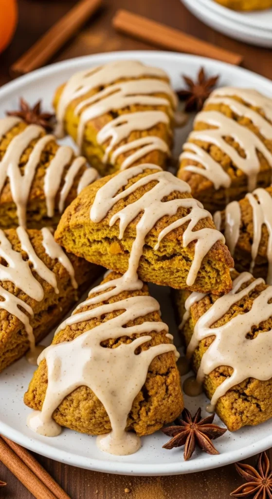 Gluten-Free Pumpkin Scones with Cinnamon Glaze