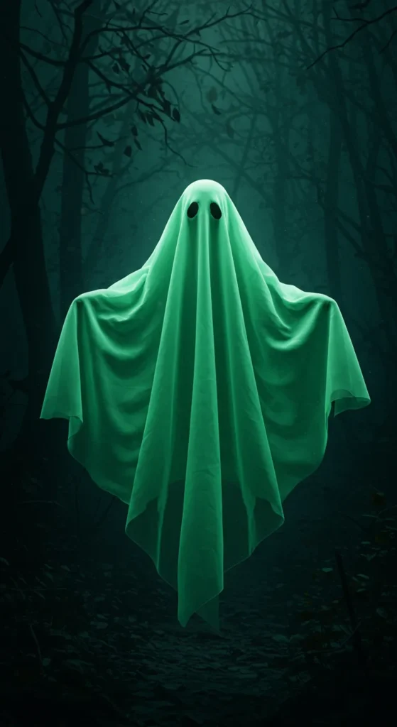 Green Veil Ghost Halloween iPhone Wallpaper