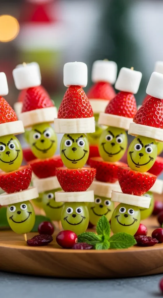Grinch Fruit Skewers