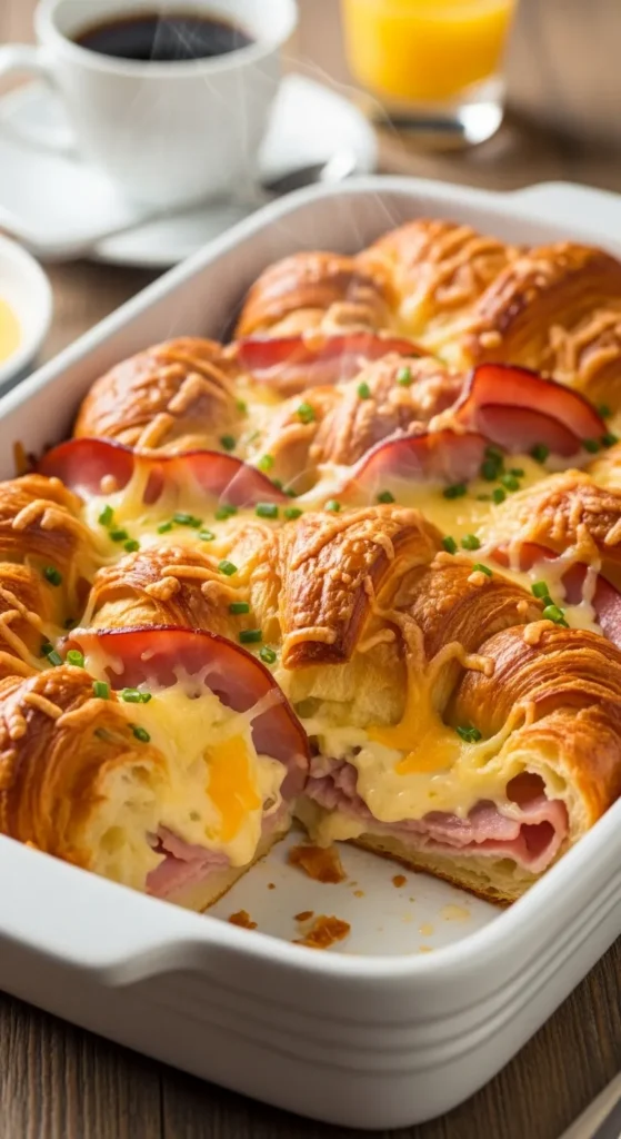 Ham and Cheese Croissant Casserole