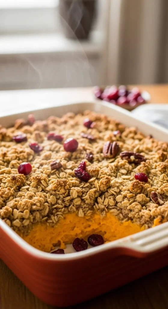 Healthy Sweet Potato Casserole with Oat Crumble