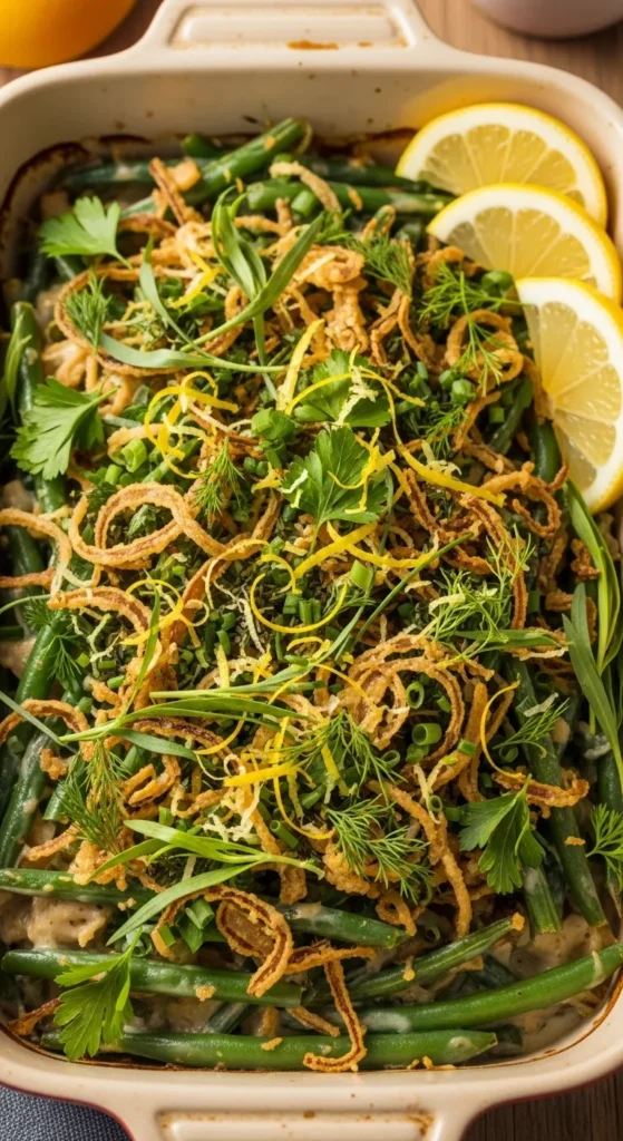 Herby Green Bean Casserole with Lemon Zest
