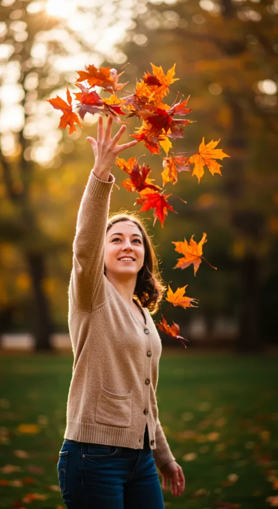 Leaf-Toss Action Shot