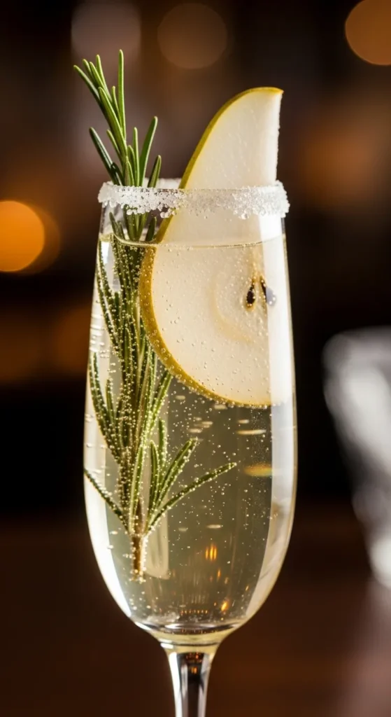Pear Rosemary Prosecco Cocktail