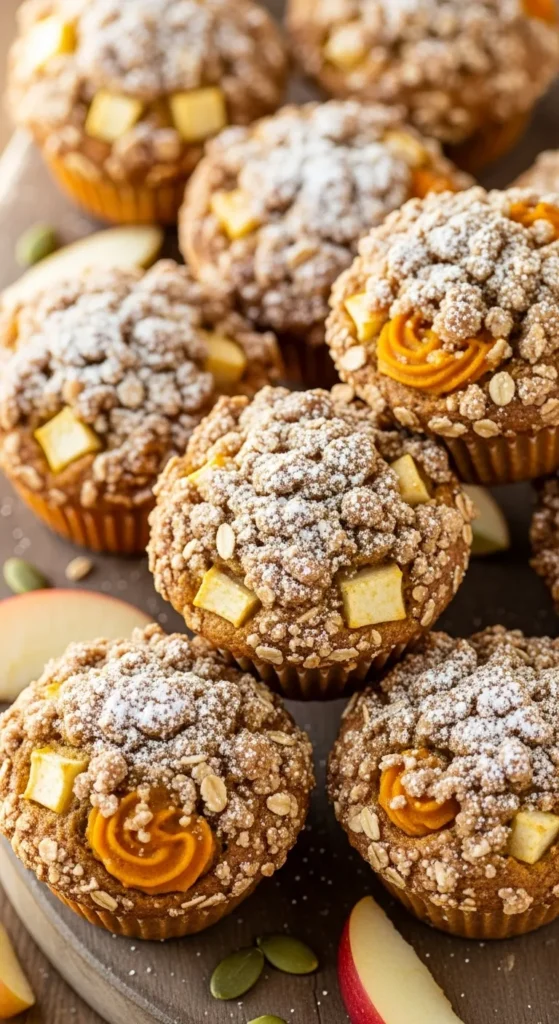 Pumpkin Apple Streusel Muffins