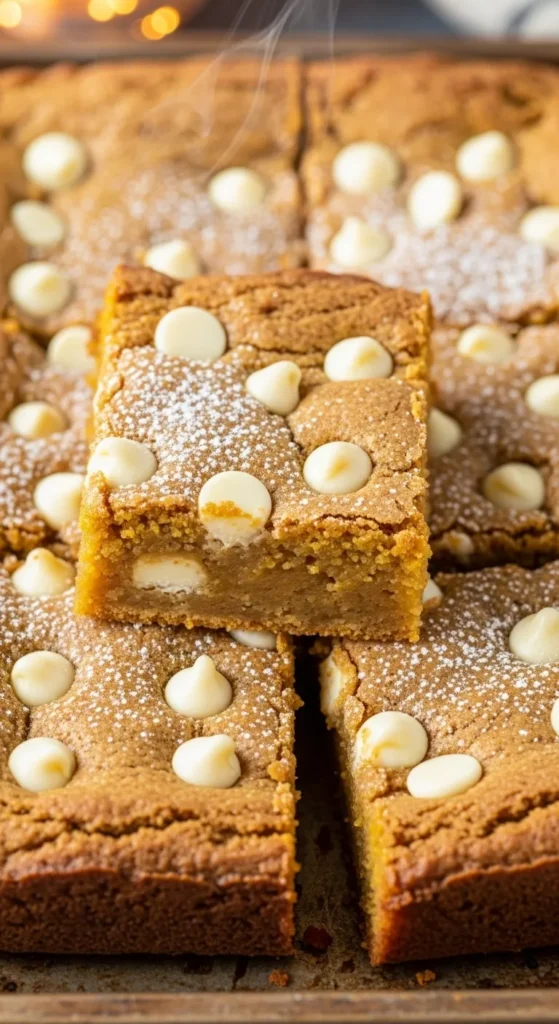 Pumpkin Blondies with White Chocolate Chips