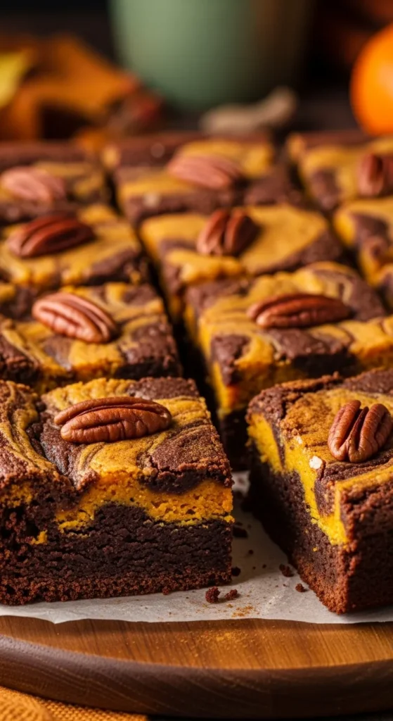 Pumpkin Brownies with a Fudgy Swirl