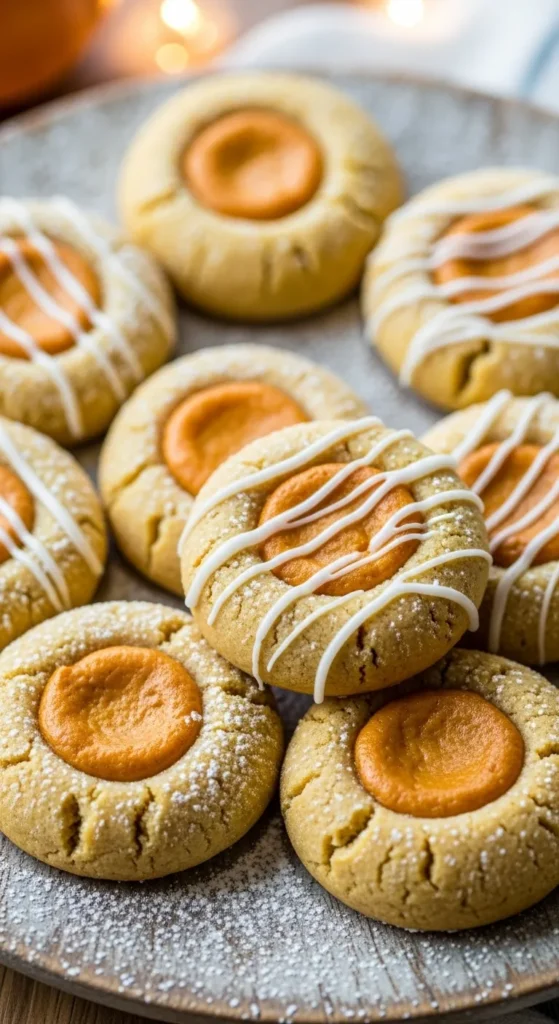 Pumpkin Cheesecake Thumbprint Cookies