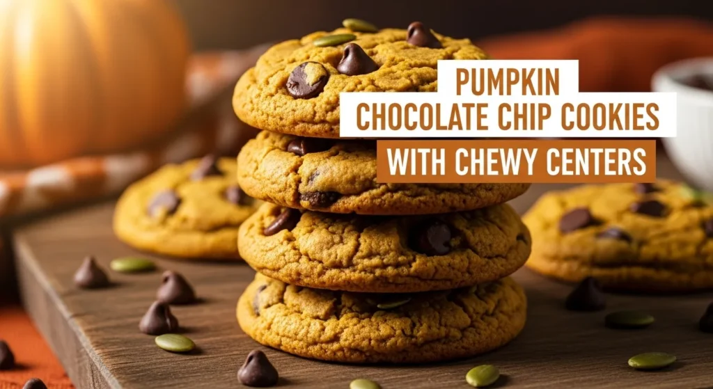 Pumpkin Chocolate Chip Cookies with Chewy Centers