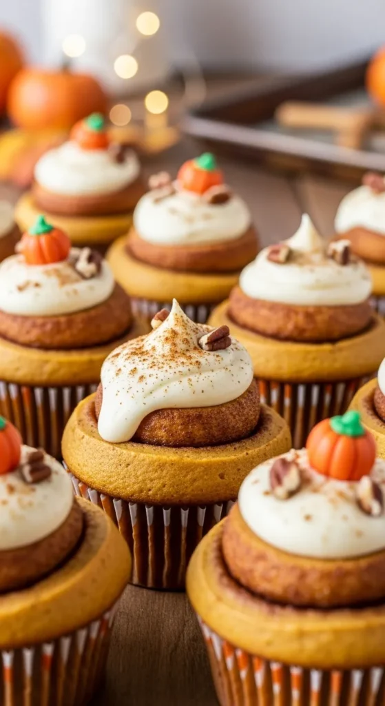 Pumpkin Cinnamon Roll Cupcakes