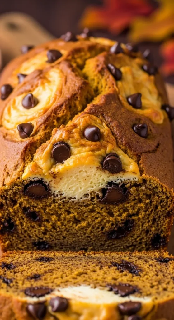 Pumpkin Cream Cheese Bread with Chocolate Chips