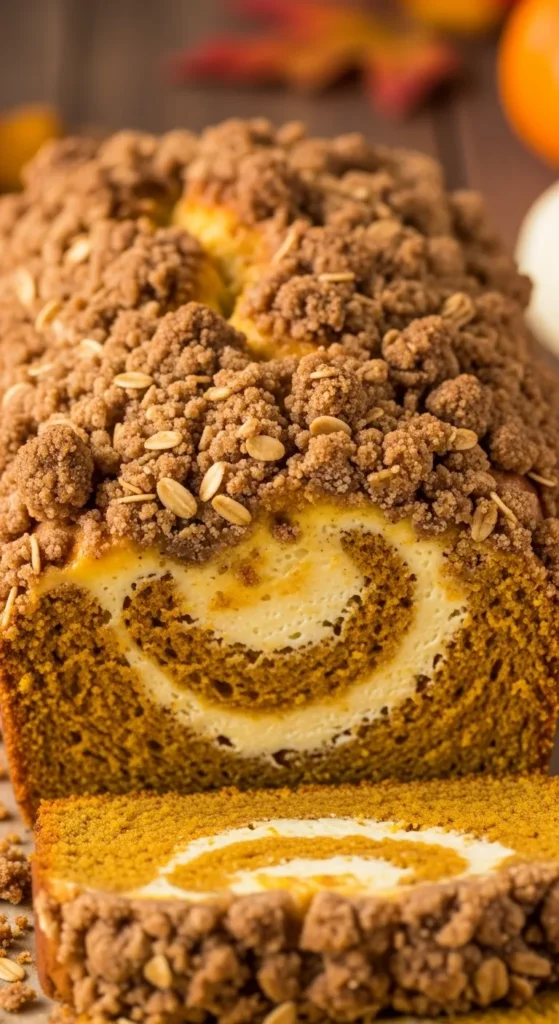 Pumpkin Cream Cheese Bread with Streusel Topping