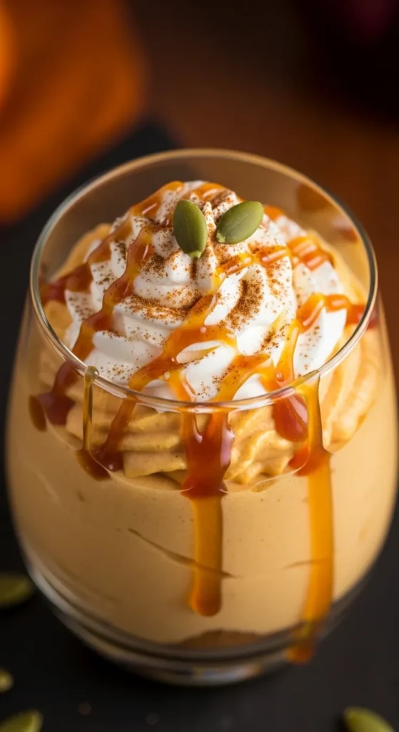 Pumpkin Mousse with Salted Caramel Drizzle