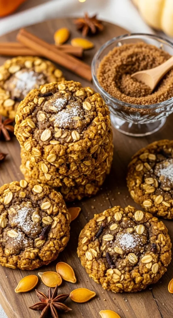 Pumpkin Oatmeal Cookies with Brown Sugar and Spice