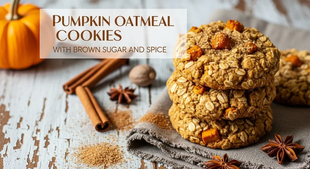 Pumpkin Oatmeal Cookies with Brown Sugar and Spice