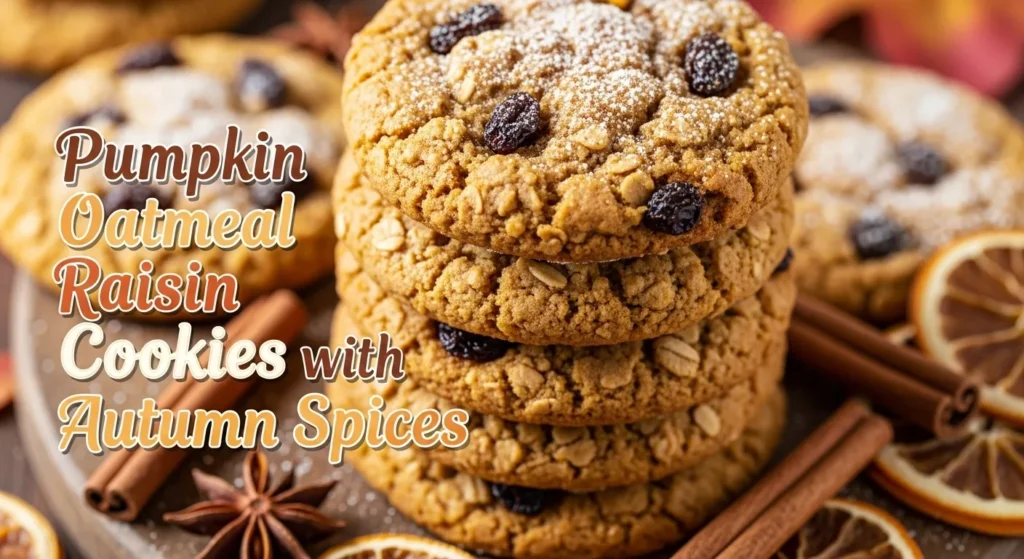 Pumpkin Oatmeal Raisin Cookies with Autumn Spices
