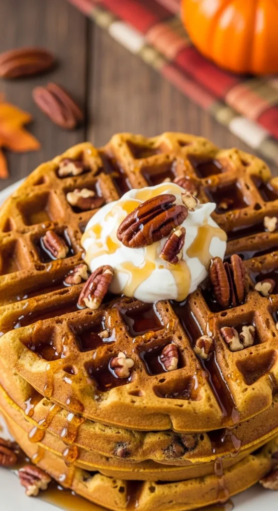 Pumpkin Pecan Crunch Waffles