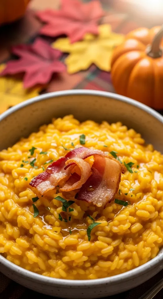 Pumpkin Risotto with Crispy Pancetta