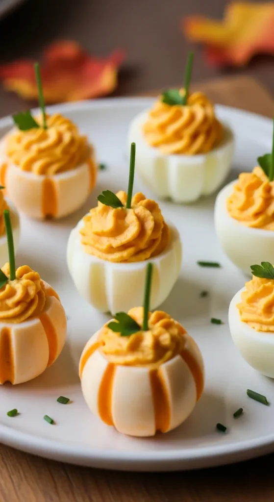 Pumpkin Shaped Deviled Eggs