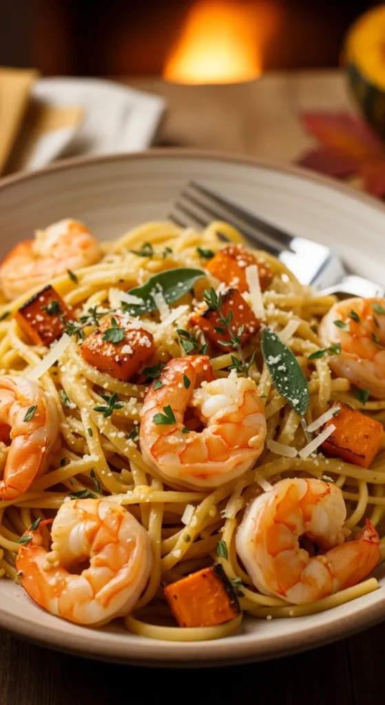 Pumpkin Shrimp Linguine