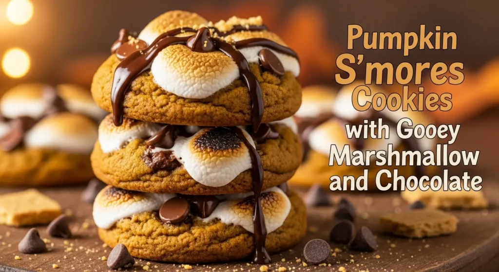 Pumpkin S’mores Cookies with Gooey Marshmallow and Chocolate