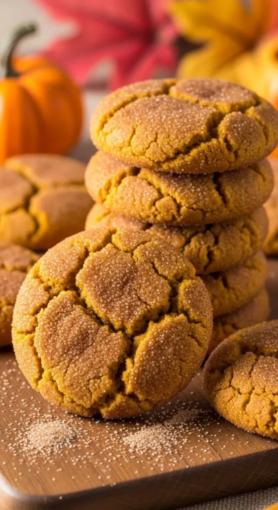Pumpkin Snickerdoodle Cookies Rolled in Cinnamon Sugar