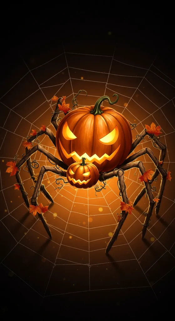 Pumpkin Spider Halloween iPhone Wallpaper