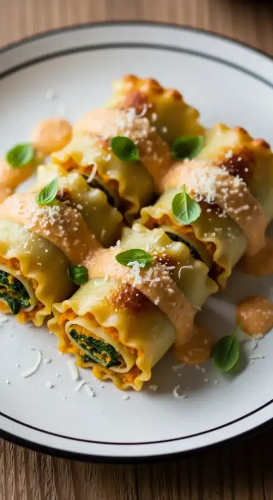 Pumpkin Spinach Lasagna Roll-Ups