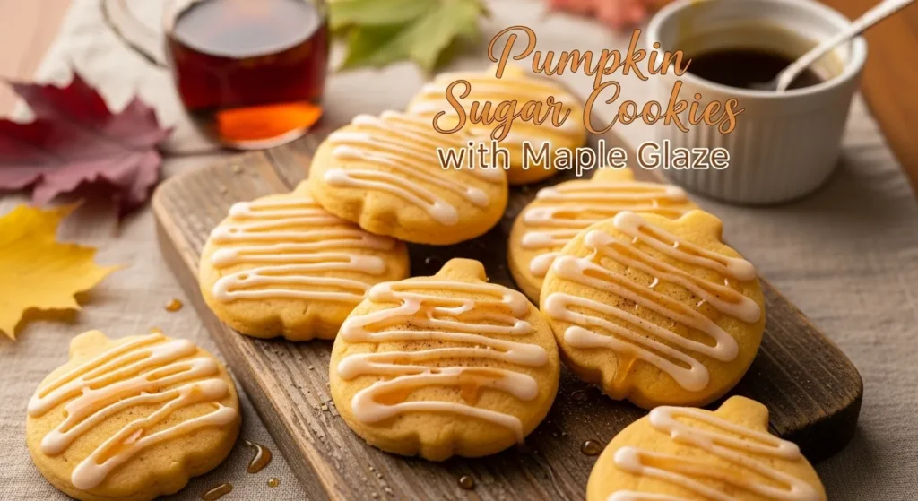 Pumpkin Sugar Cookies with Maple Glaze