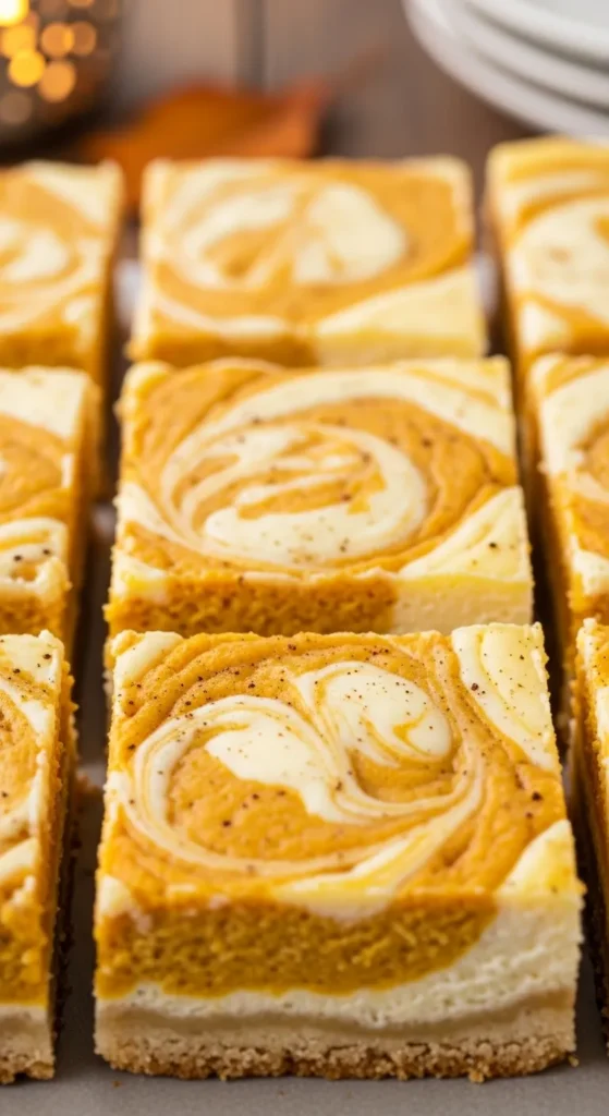 Pumpkin Swirl Cheesecake Bars