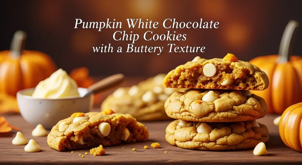 Pumpkin White Chocolate Chip Cookies with a Buttery Texture