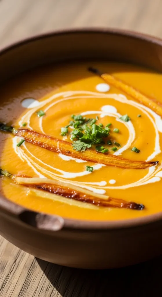 Roasted Carrot and Ginger Soup with a Silky Texture