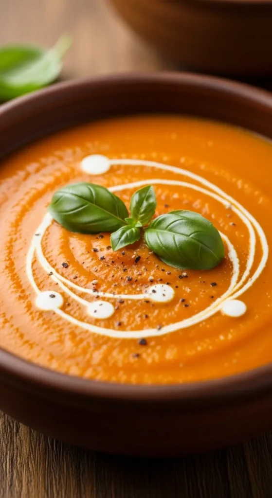 Roasted Red Pepper Soup with a Touch of Cream