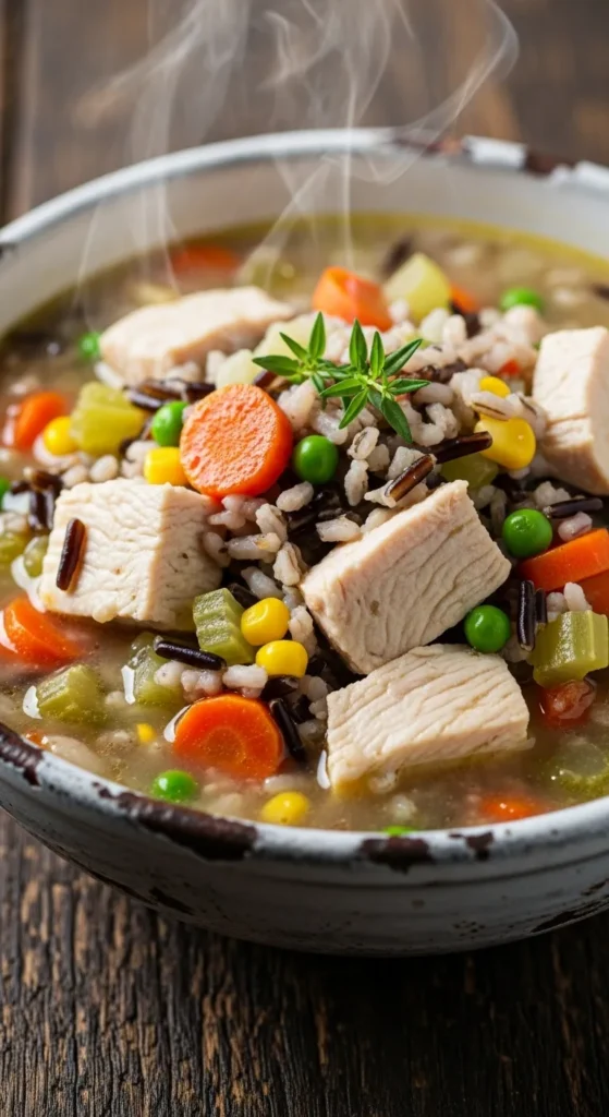 Rustic Chicken and Wild Rice Soup with Vegetables
