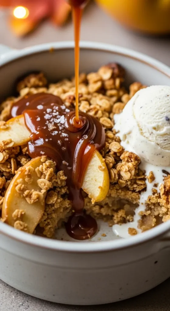Salted Caramel Apple Crisp with a Hint of Sea Salt