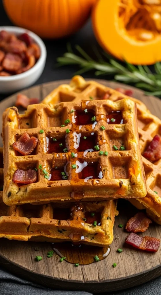 Savory Pumpkin Bacon Waffles