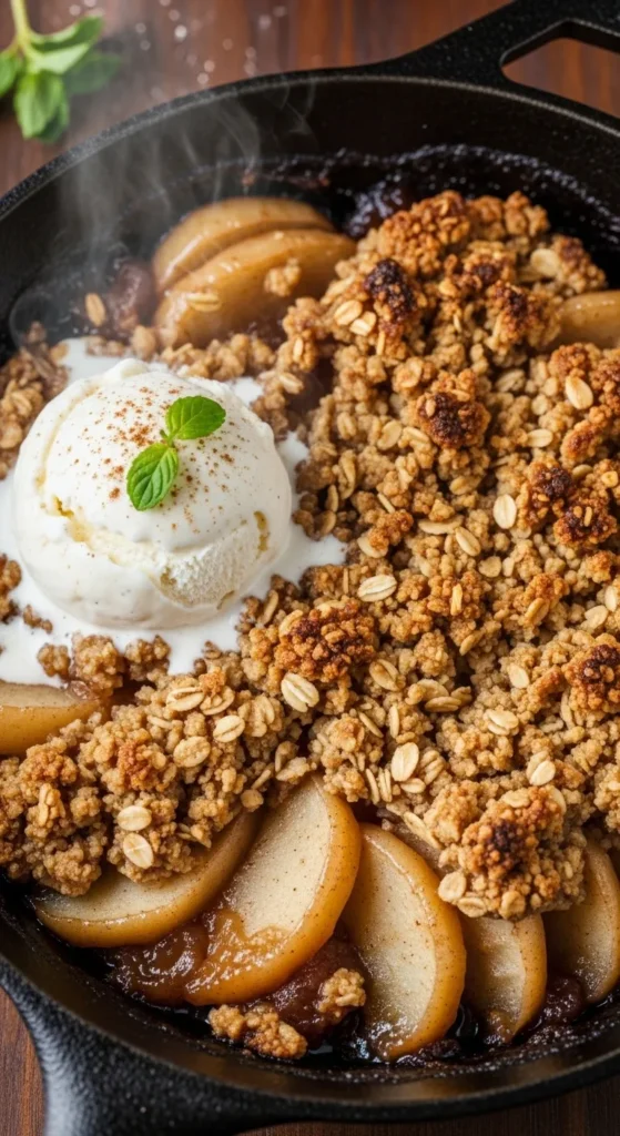 Skillet Apple Crisp Baked Right in a Cast Iron Pan