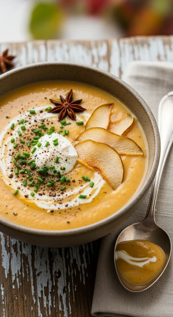 Spiced Pear and Parsnip Soup with a Velvety Finish