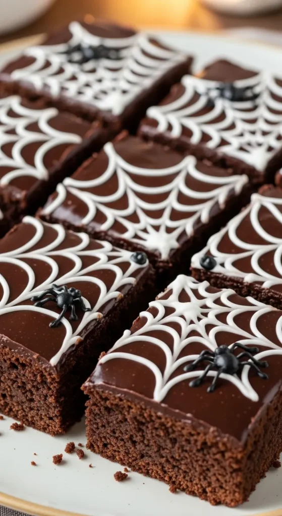 Spiderweb Icing Fudgy Brownies